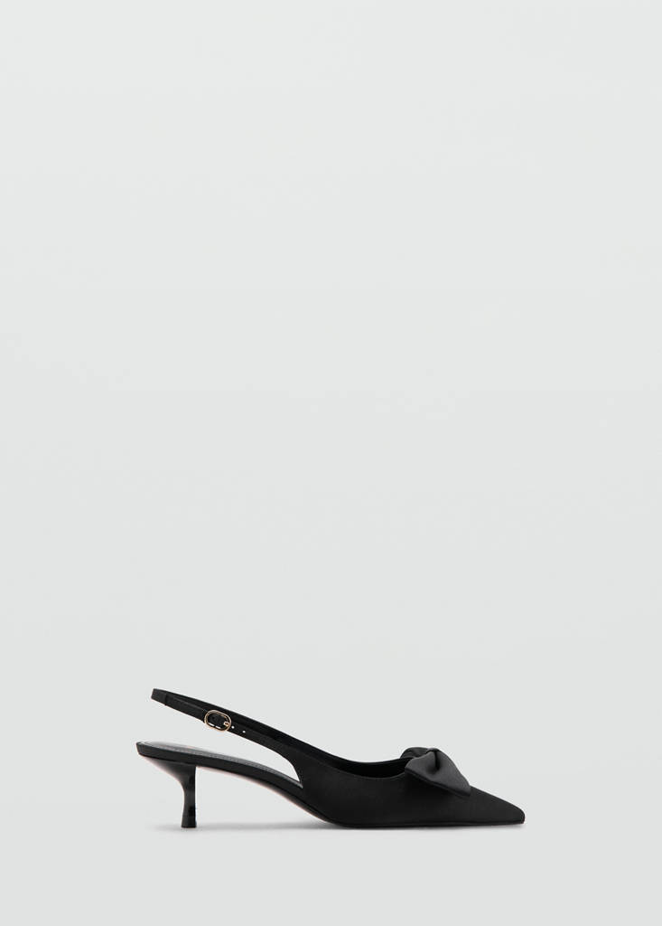 Satin bow shoes — Black