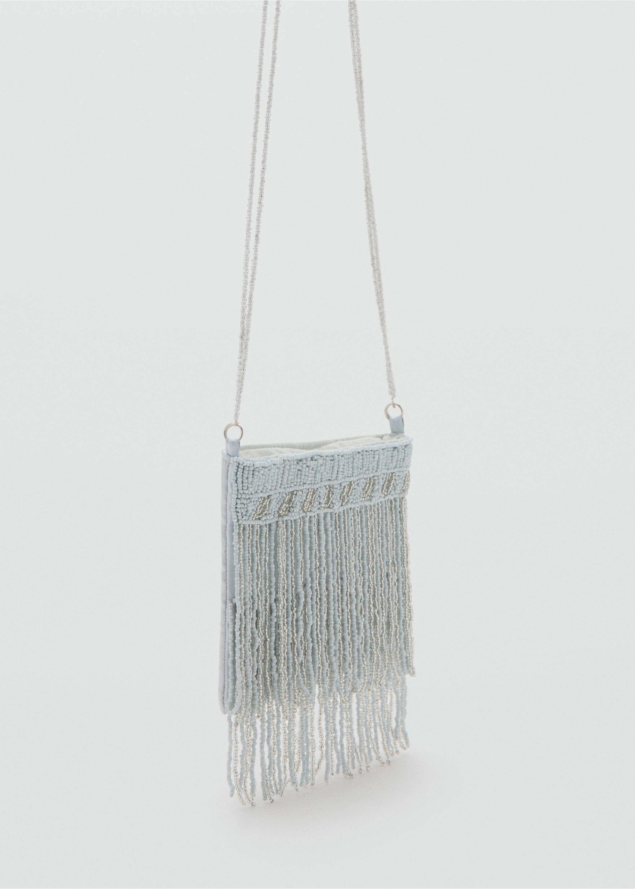 Fringe beads bag - Medium plane, Sky Blue. Ref: 27024046-00.