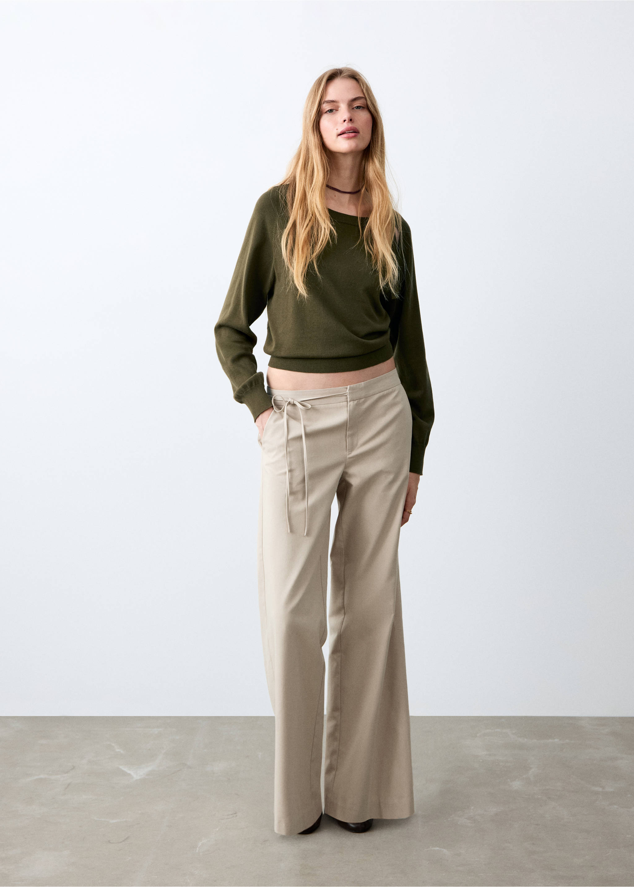 Bow knit sweater - General plane, Khaki. Ref: 27024050-00.