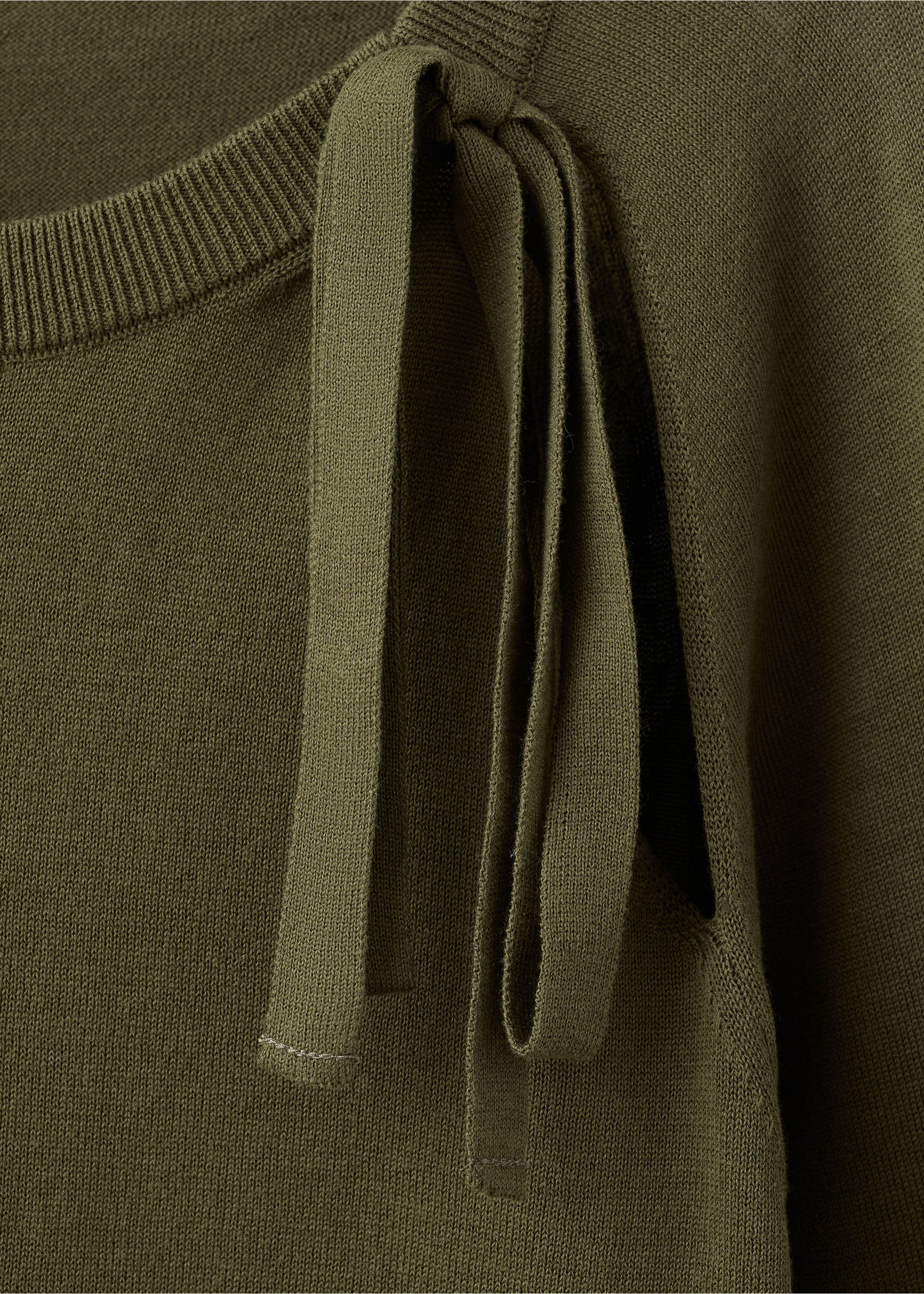 Bow knit sweater - Details of the article 0, Khaki. Ref: 27024050-00.