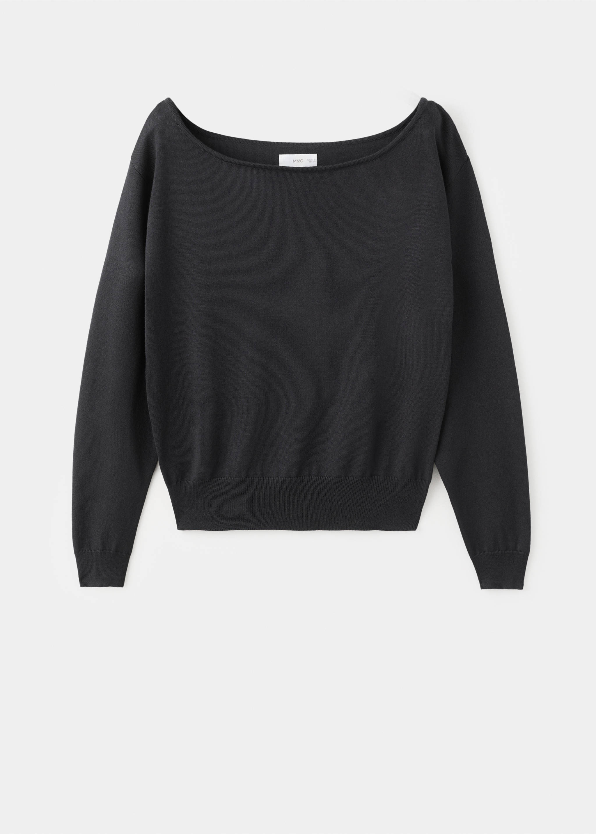 Off-the-shoulder knitted sweater - Article without model, Charcoal. Ref: 27024051-00.