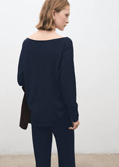 Boat-neck knitted sweater — Dark Navy 3