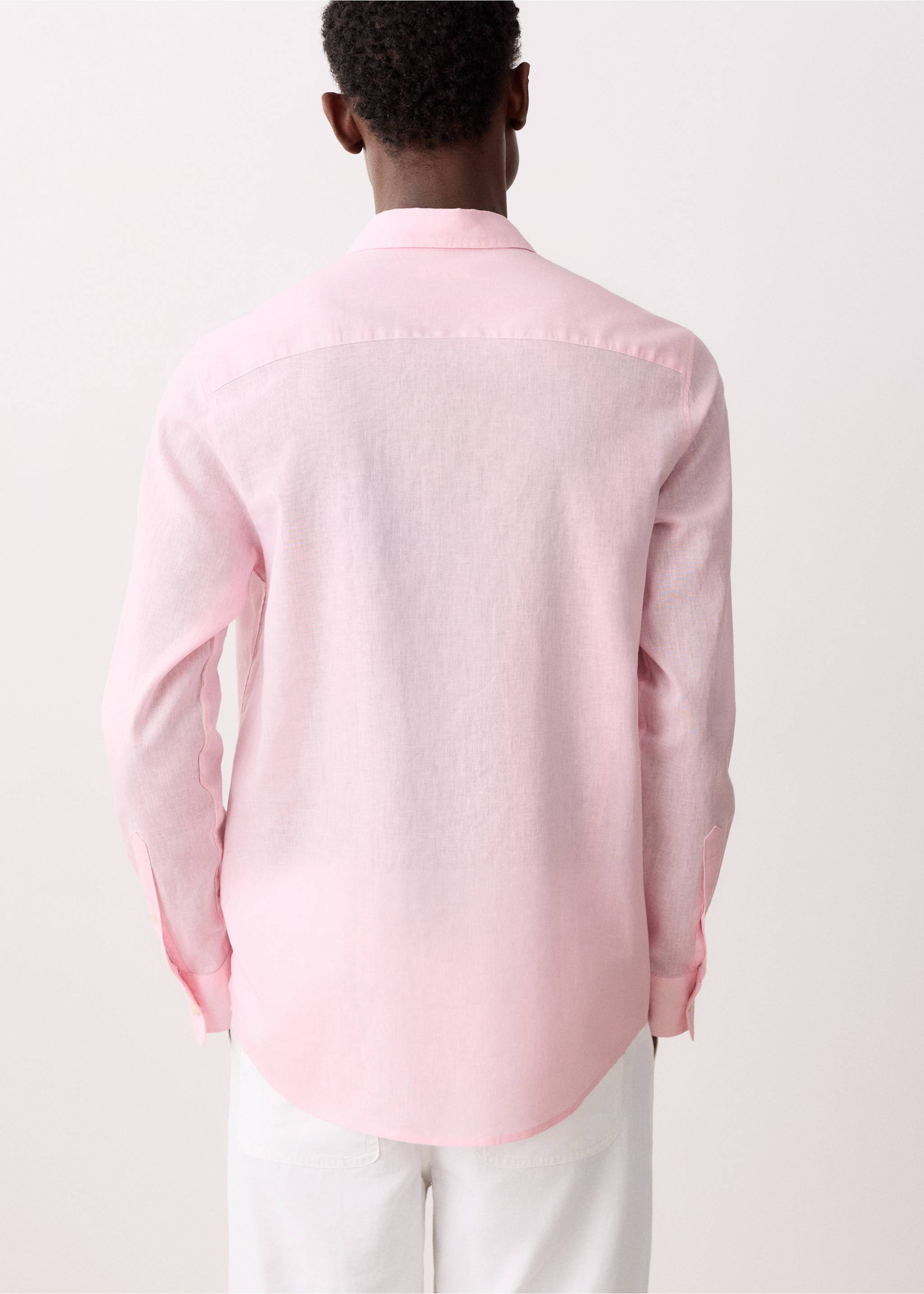 Camisa lino botones - Reverso del artículo, Rosa. Ref: 27024054-00.