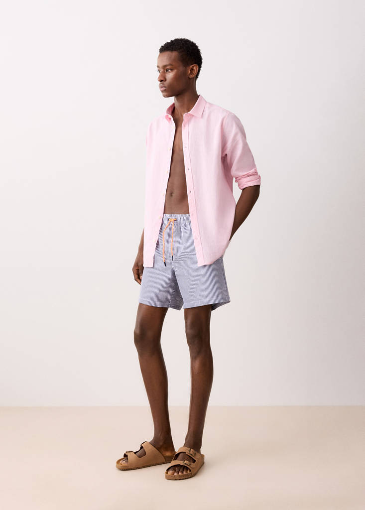 Straight linen shirt — Pink