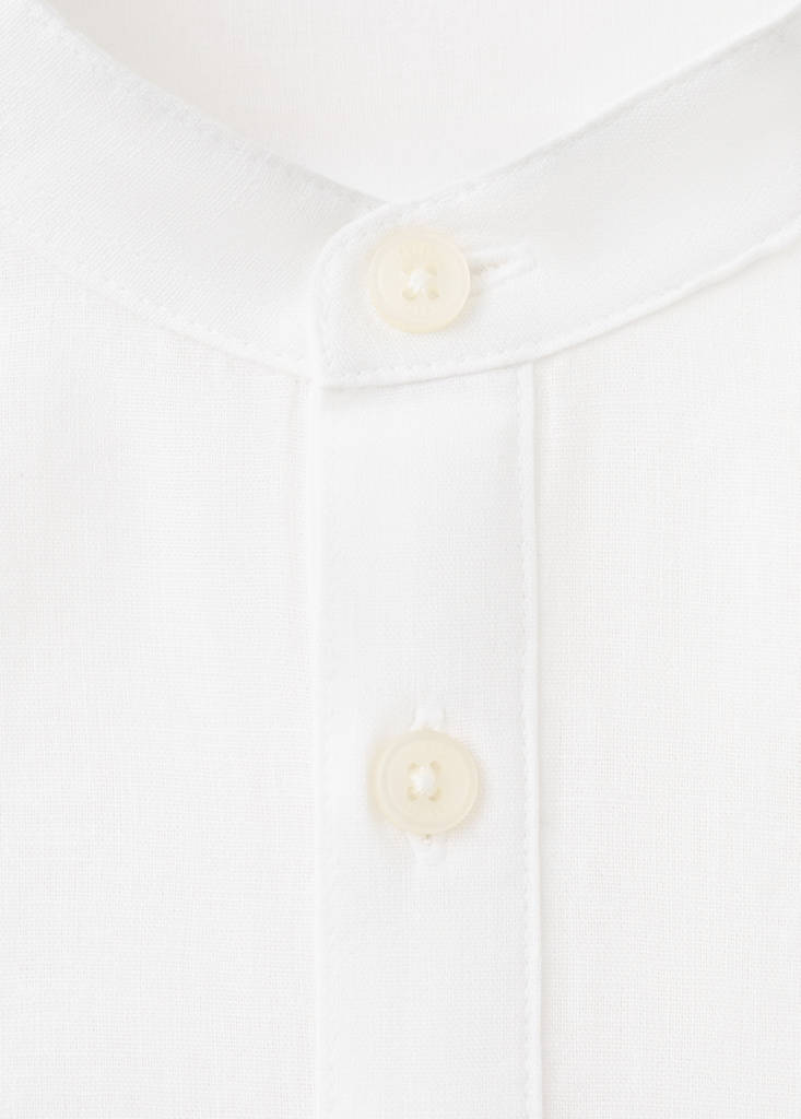 Linen mandarin collar shirt — White