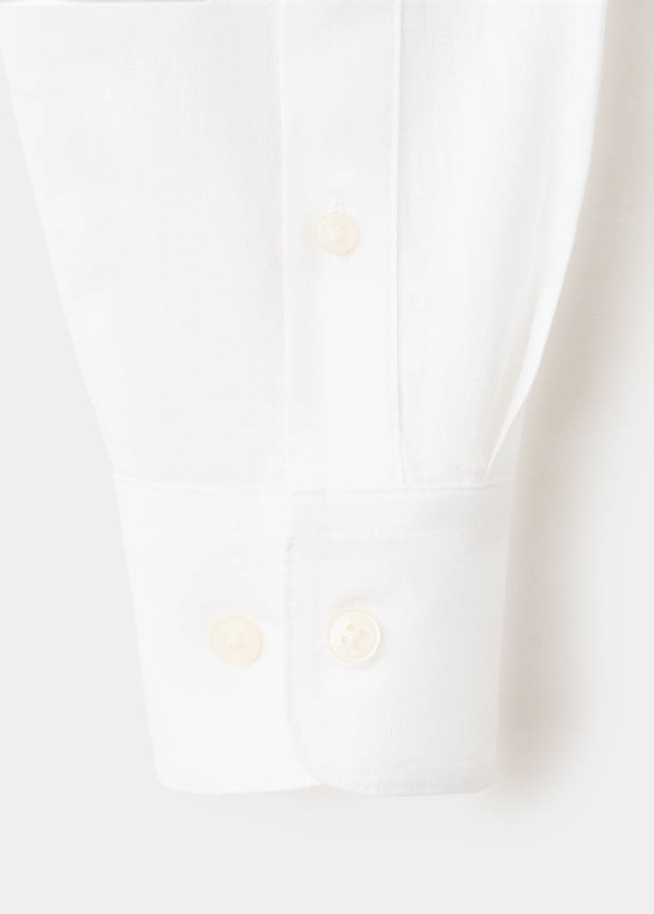 Linen mandarin collar shirt — White