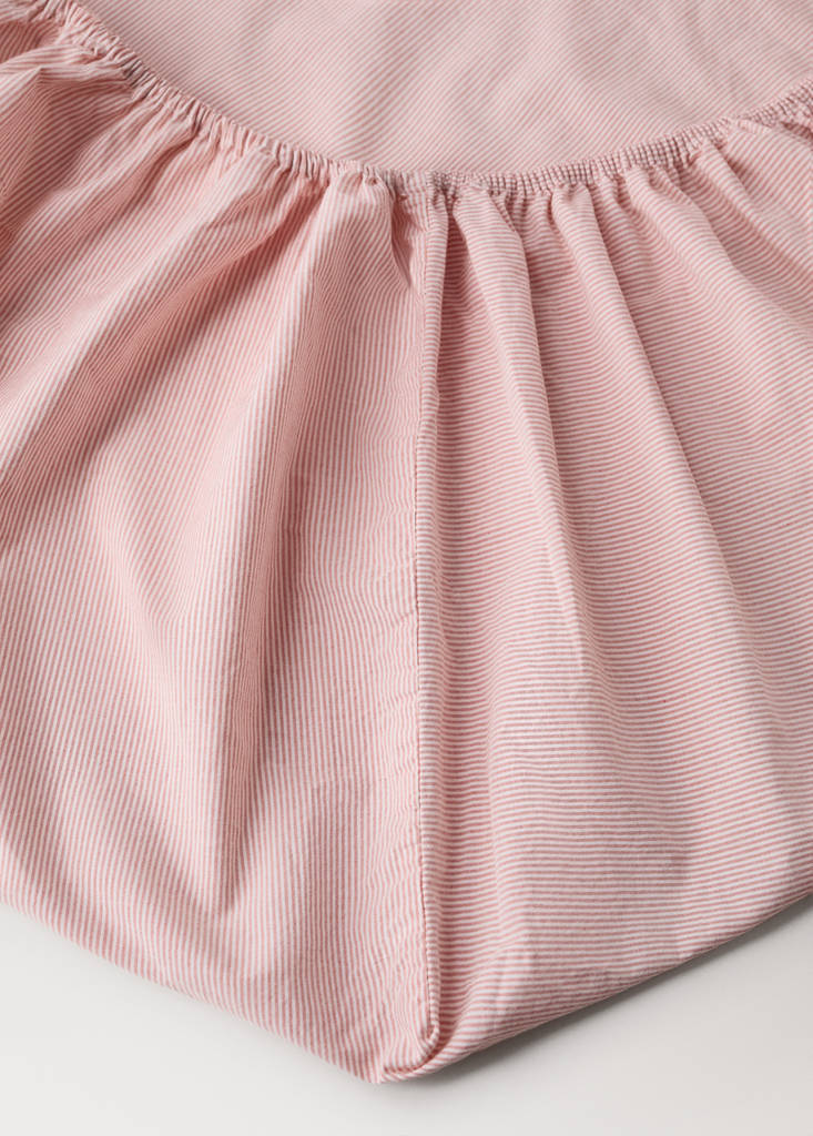 Fitted sheet cotton yarn-dyed Bed 90 cm — Grapefruit