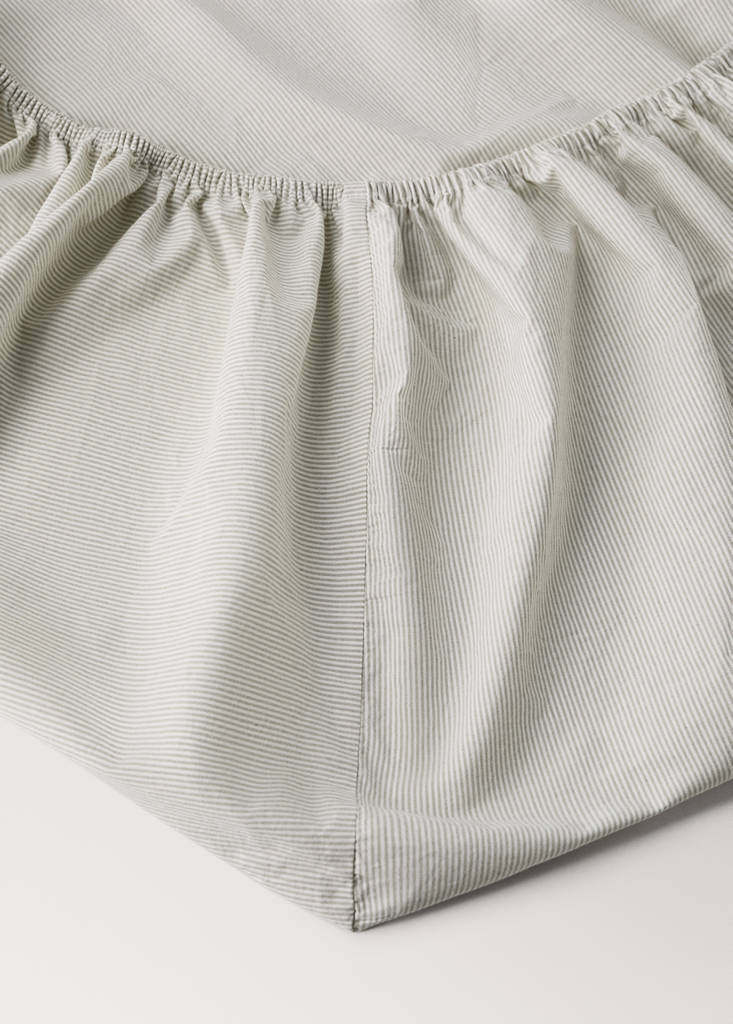 Fitted sheet cotton yarn-dyed Bed 90 cm — Pastel Green