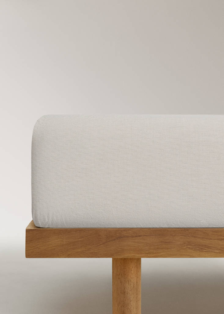 Fitted sheet cotton yarn-dyed Bed 90 cm — Pastel Green