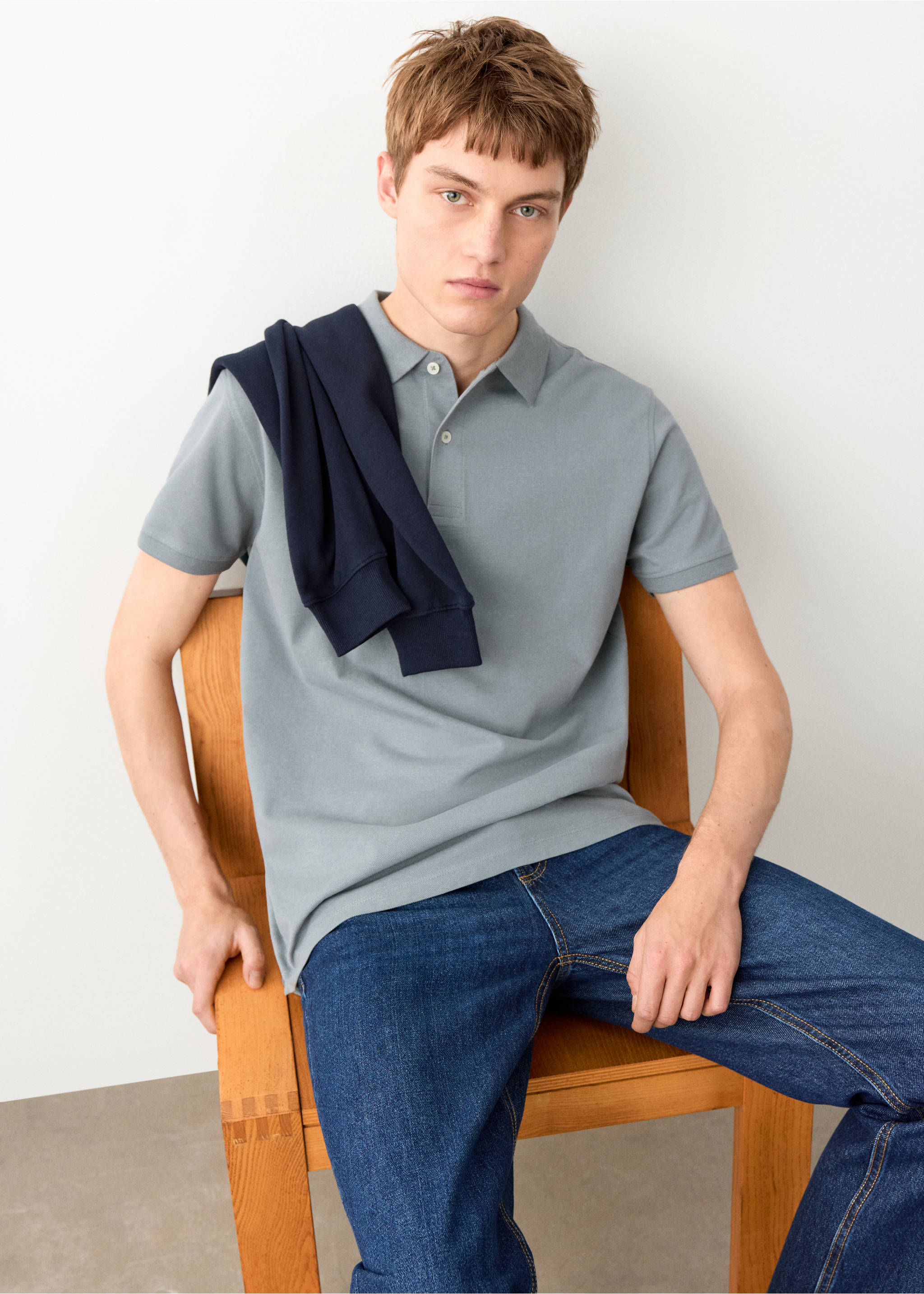 Polo algodón manga corta - Detalle del artículo 2, Azul. Ref: 27024058-00.