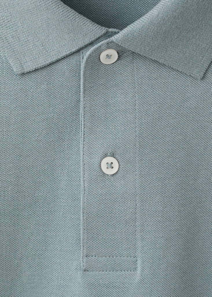 Short-sleeved cotton polo shirt — Blue