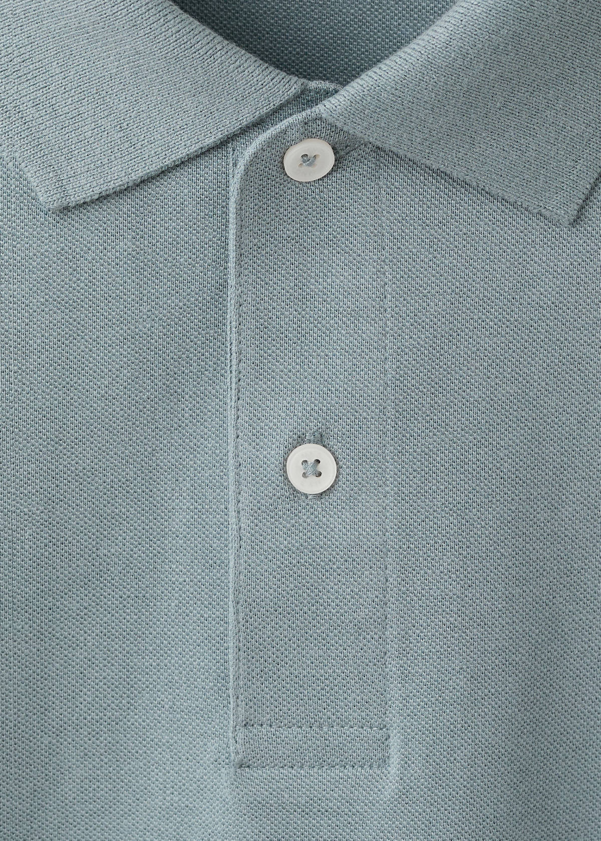 Short-sleeved cotton polo shirt — Blue