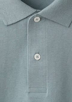 Short-sleeved cotton polo shirt — Blue 7