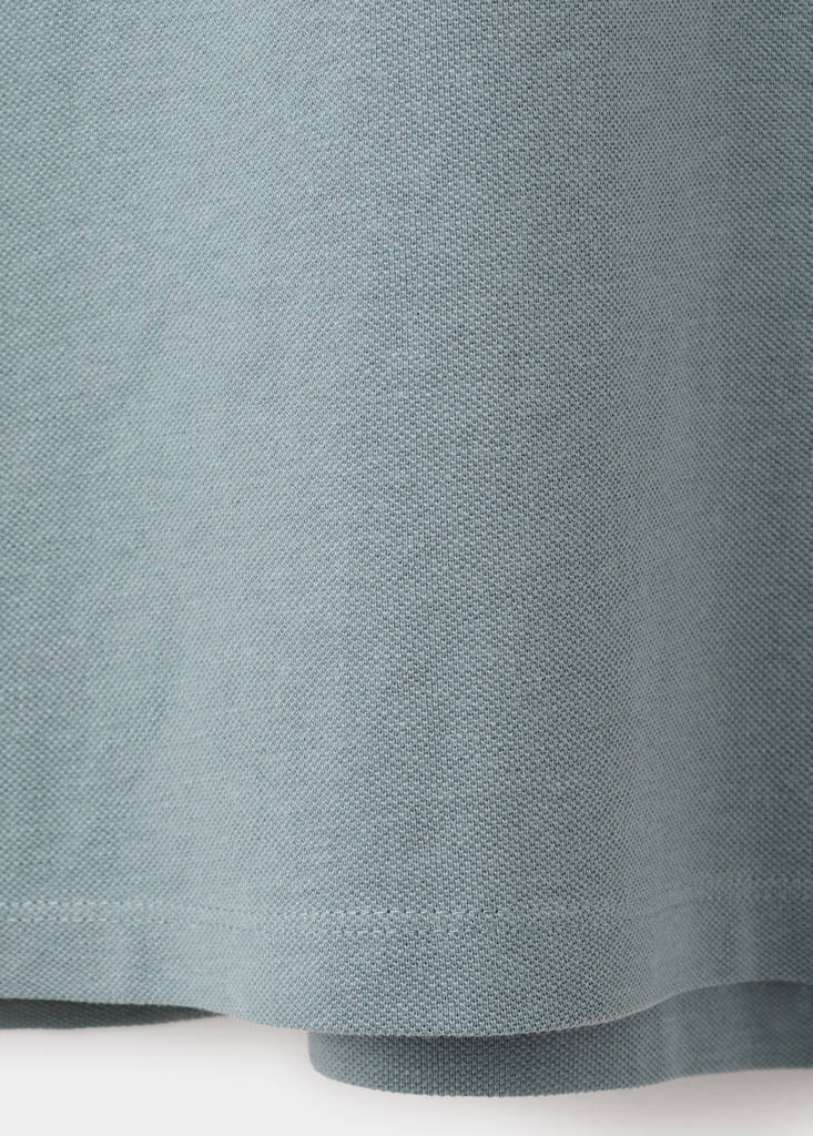 Short-sleeved cotton polo shirt — Blue