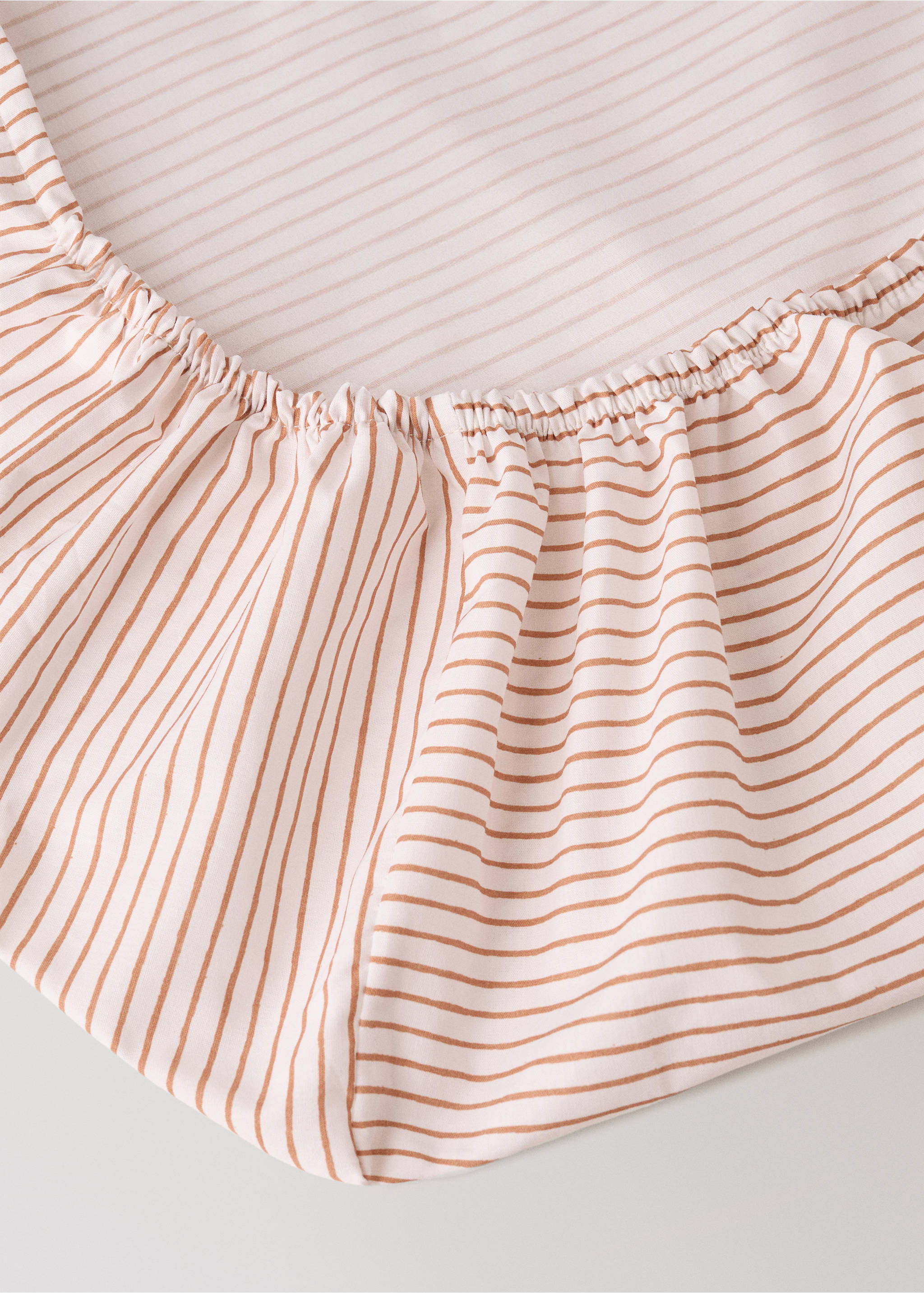 Children’s cotton percale striped bed 90 cm - Details of the article 1, Russet. Ref: 27024061-00.