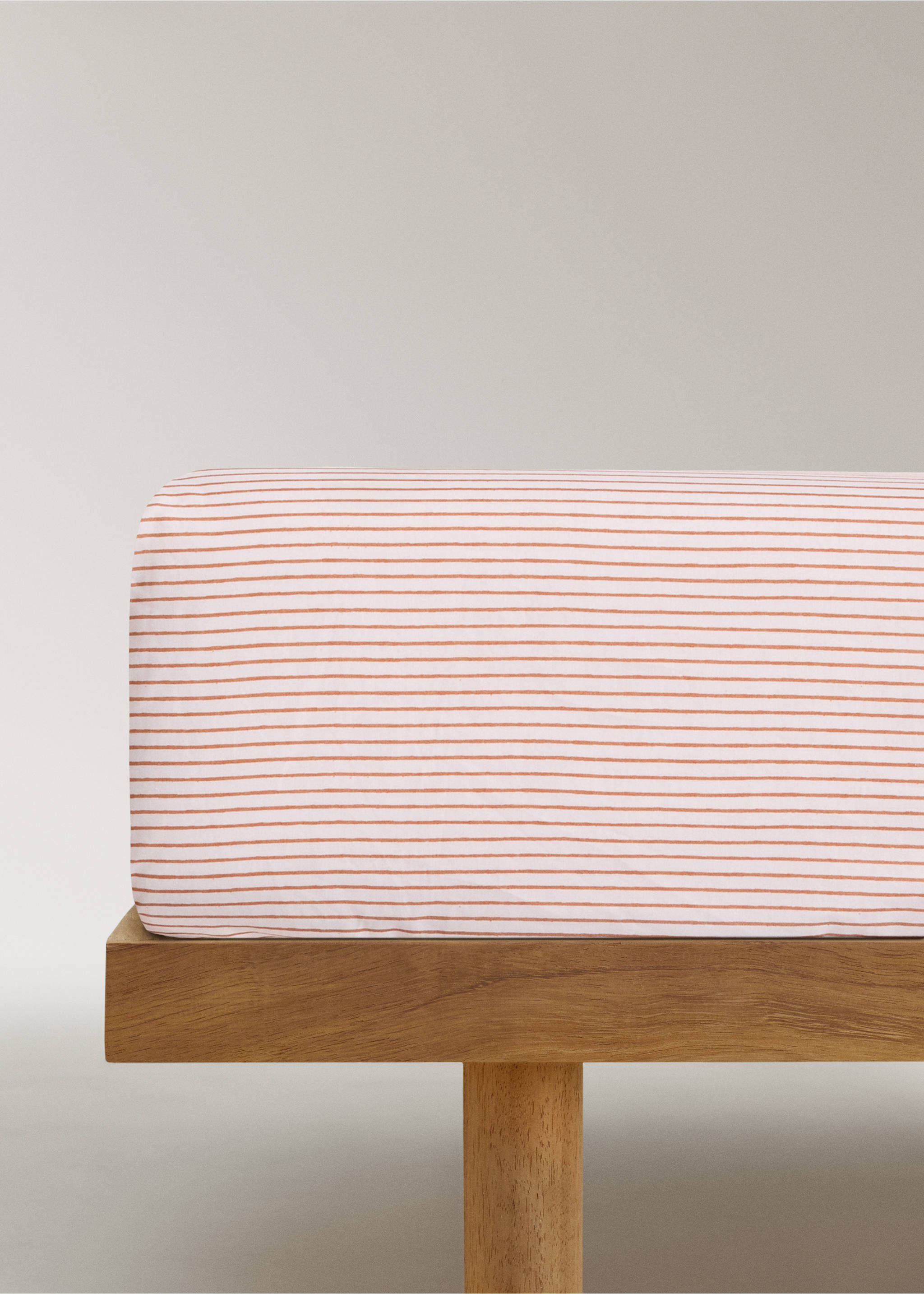 Children’s cotton percale striped bed 90 cm - Article without model, Russet. Ref: 27024061-00.
