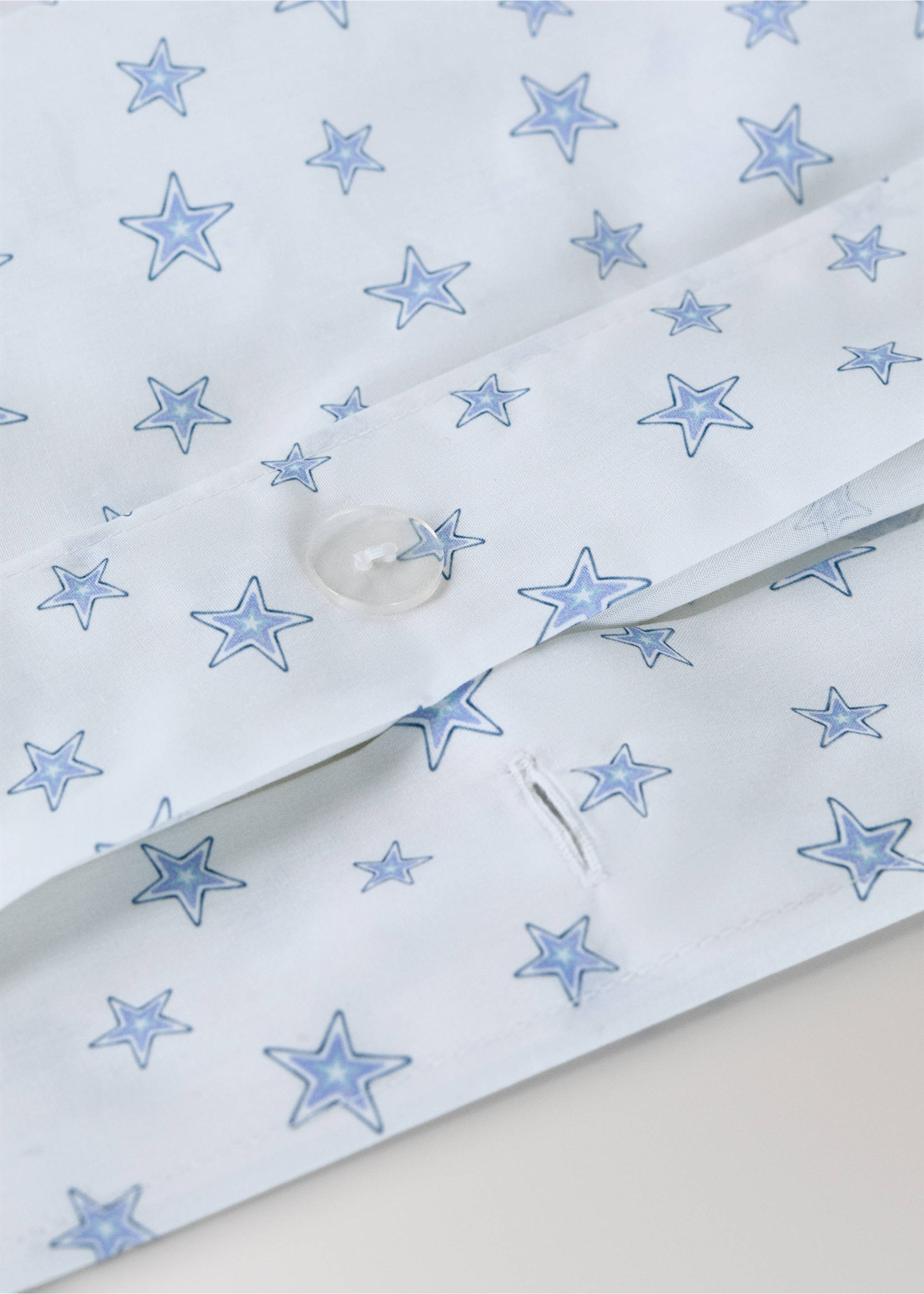Children's star print percale cotton duvet cover for a 90 cm bed - Details of the article 2, Blue. Ref: 27024063-00.