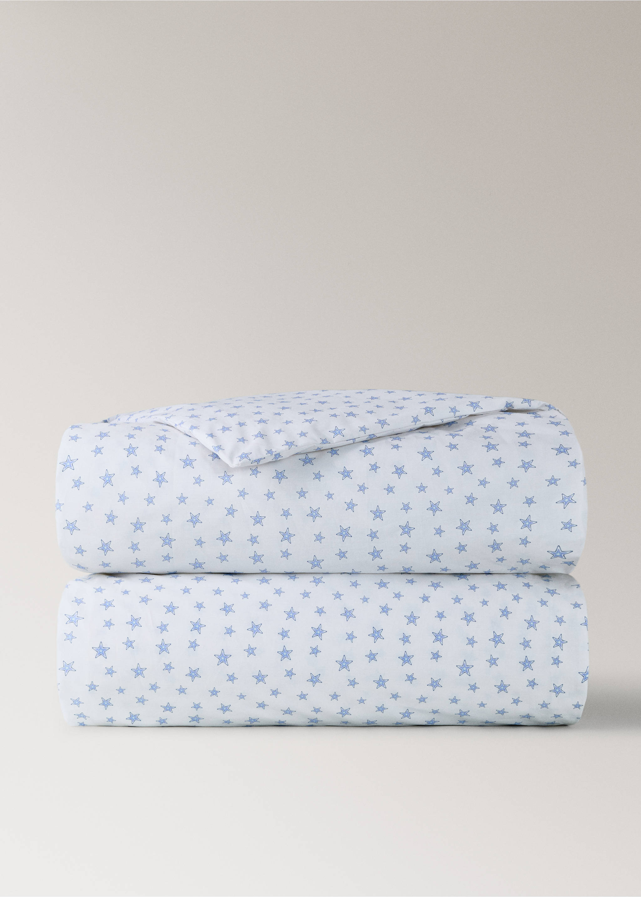 Children's star print percale cotton duvet cover for a 90 cm bed - Article without model, Blue. Ref: 27024063-00.