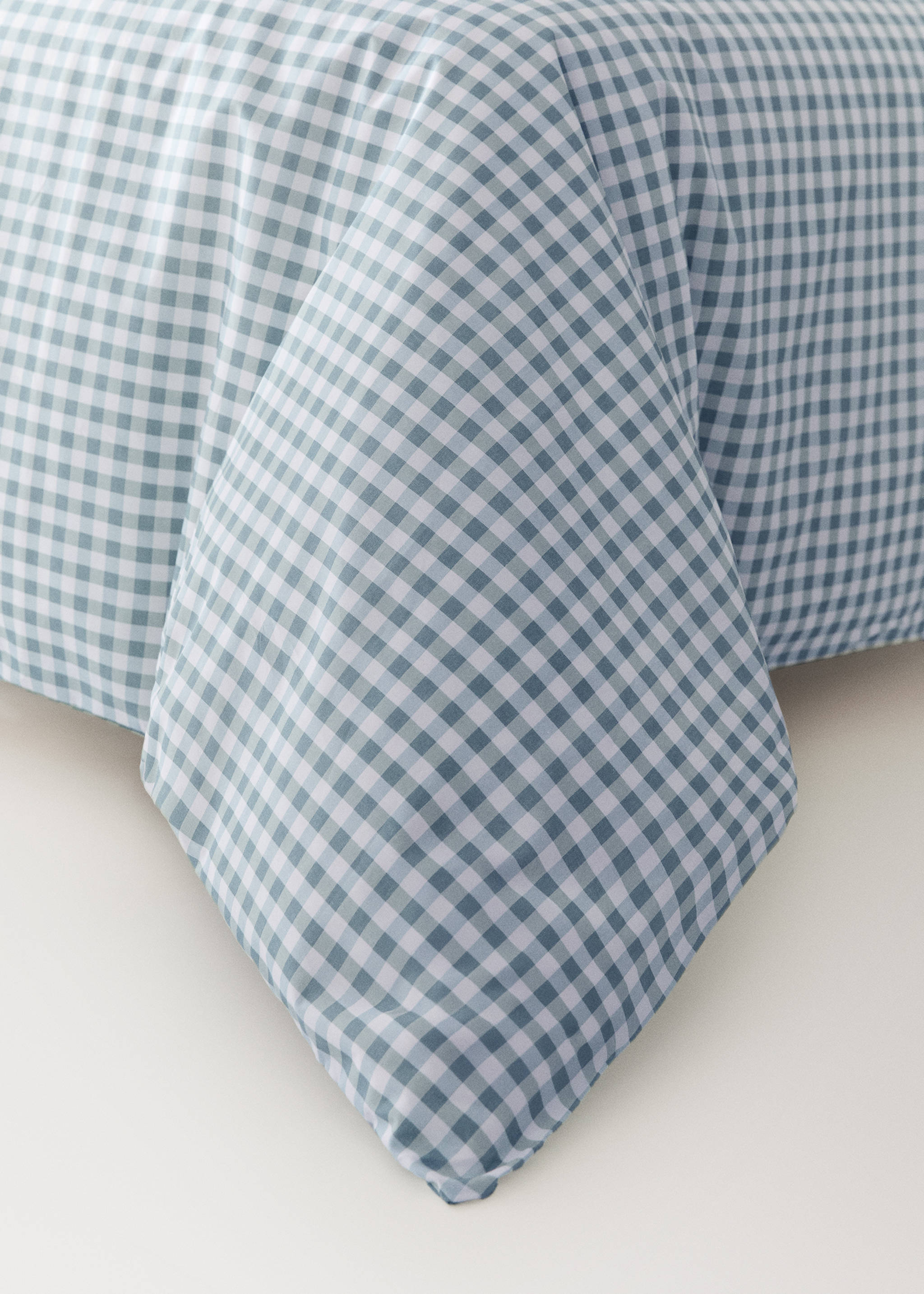 Vichy check cotton duvet cover 90 cm Single bed - Details of the article 7, Mint Green. Ref: 27024064-00.