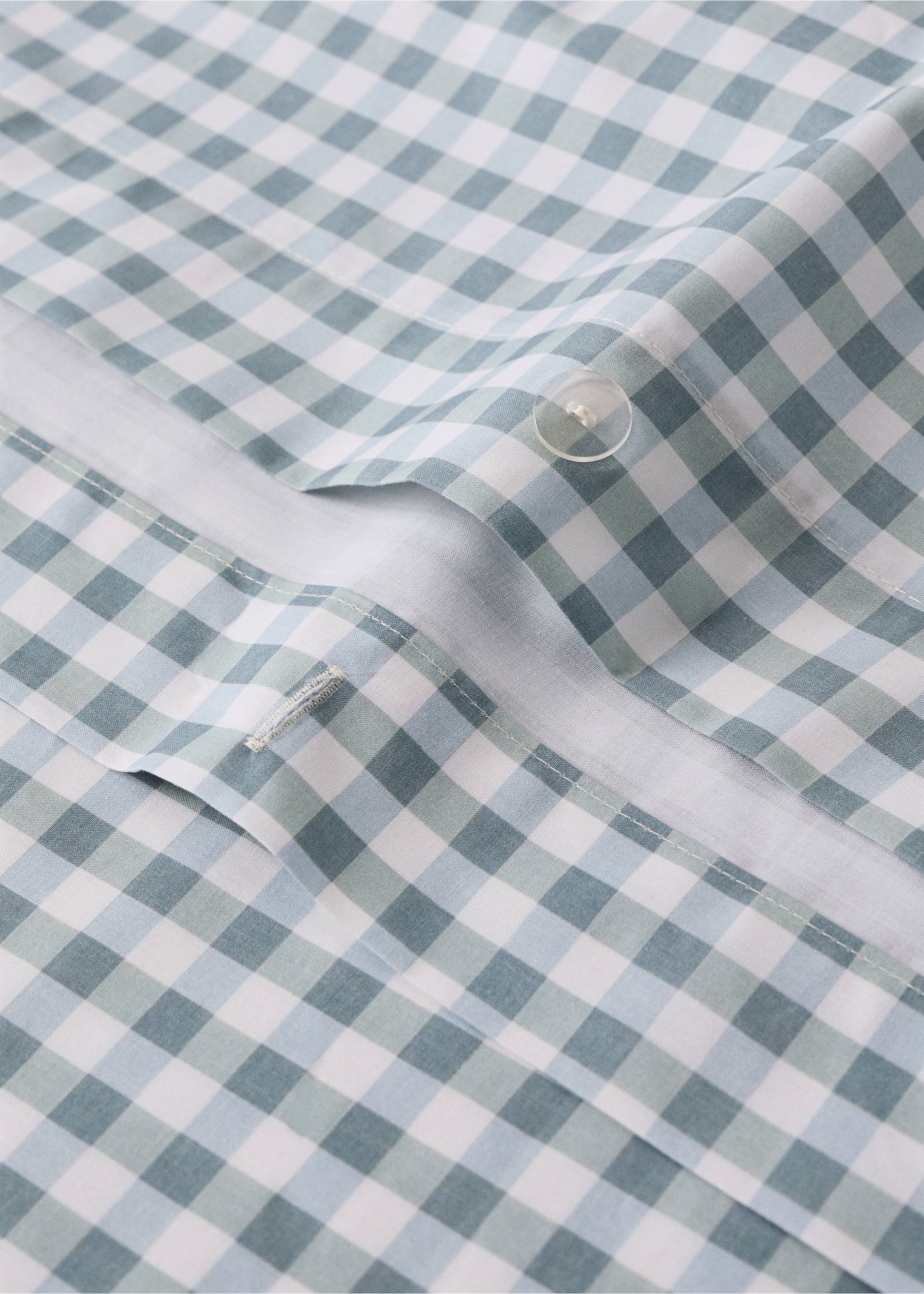 Vichy check cotton duvet cover 90 cm Single bed - Details of the article 2, Mint Green. Ref: 27024064-00.