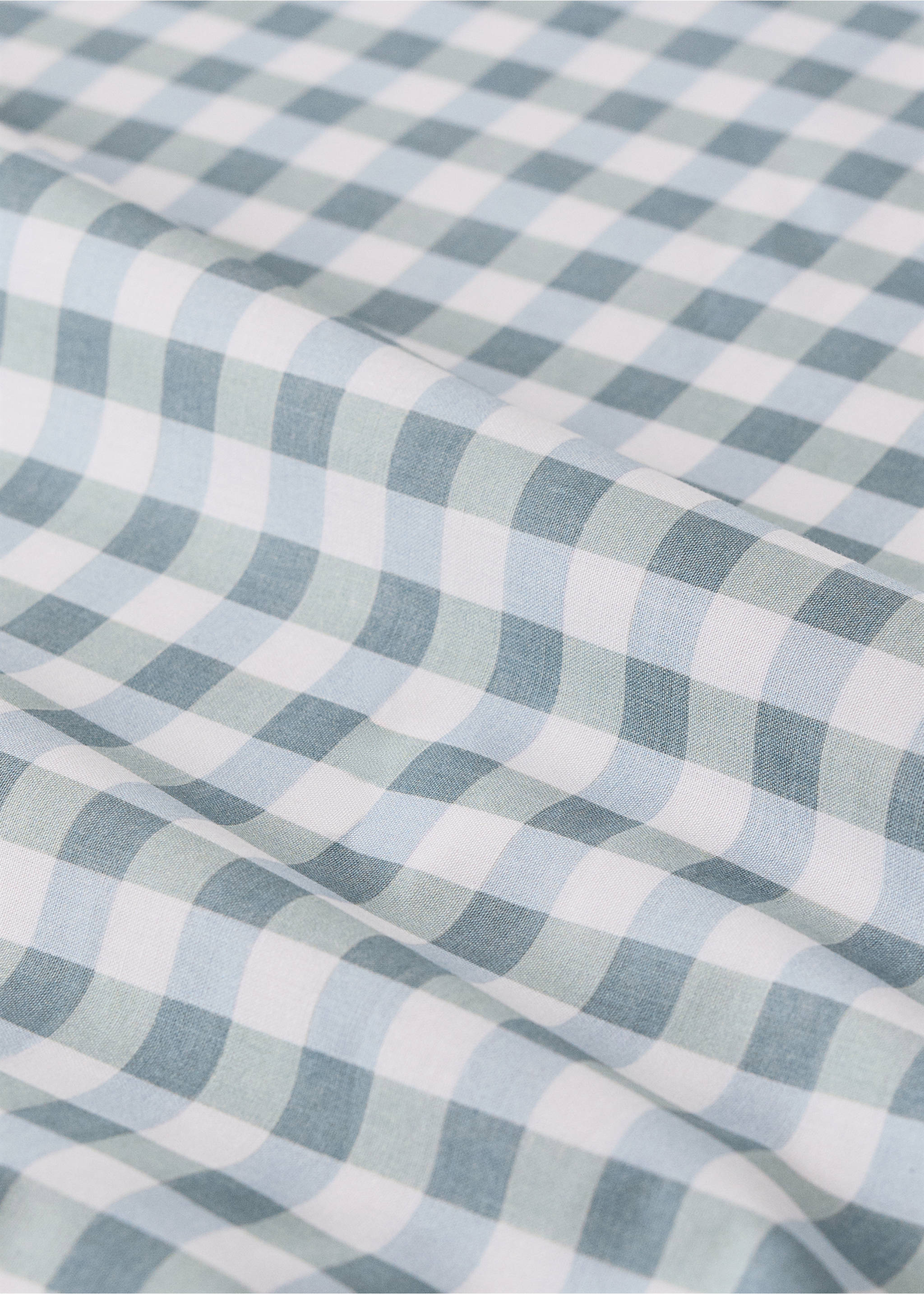 Cot bed duvet cover in cotton with Vichy checks - Details of the article 1, Mint Green. Ref: 27024065-00.