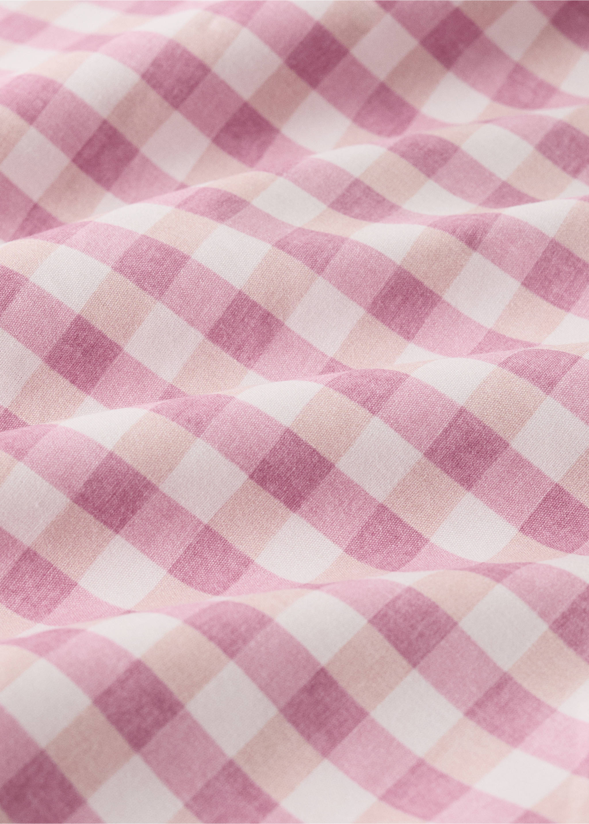 Cot bed duvet cover in cotton with Vichy checks - Details of the article 1, Pink. Ref: 27024065-00.