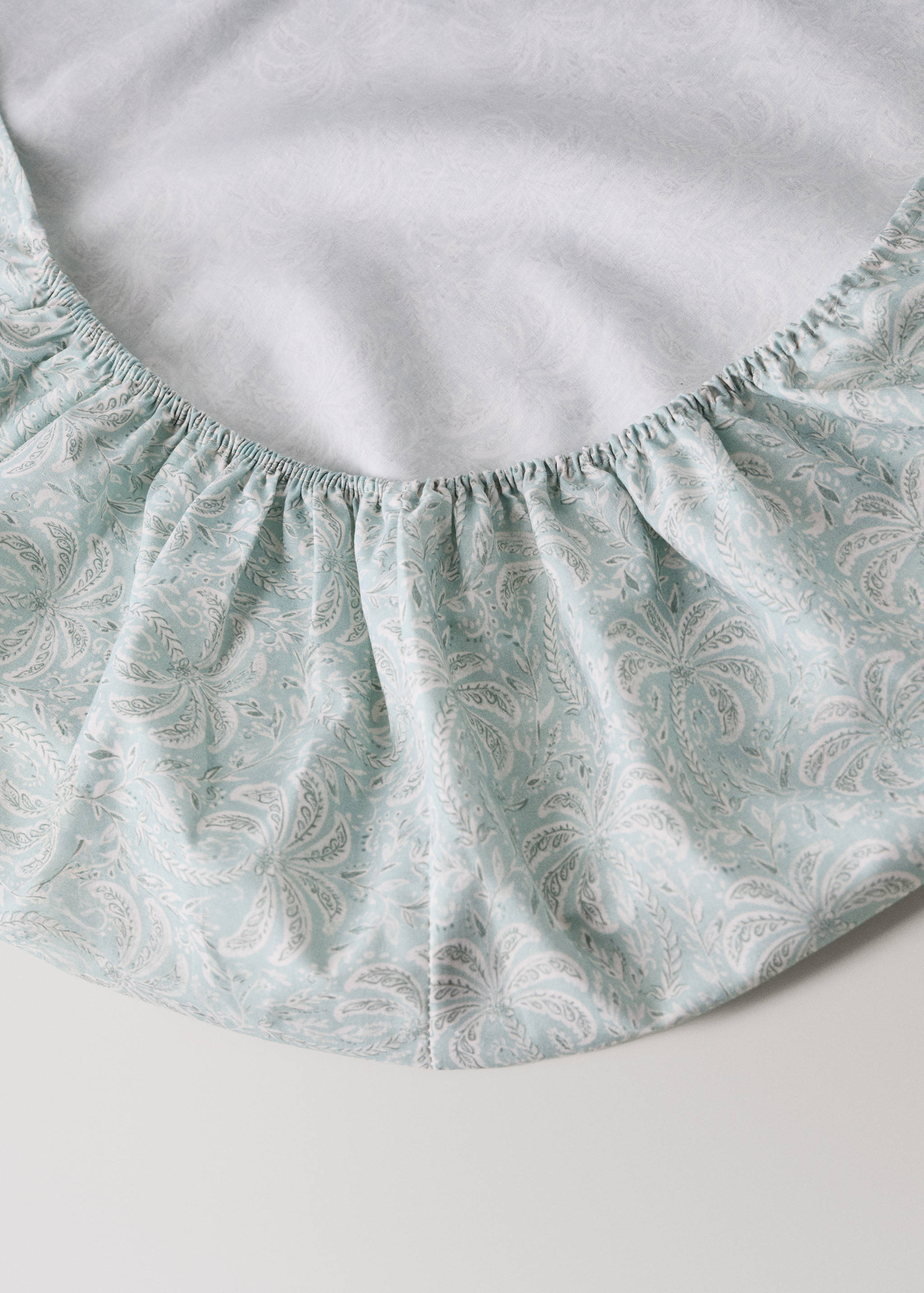 Percale cotton fitted sheet palm trees 90 cm bed - Details of the article 1