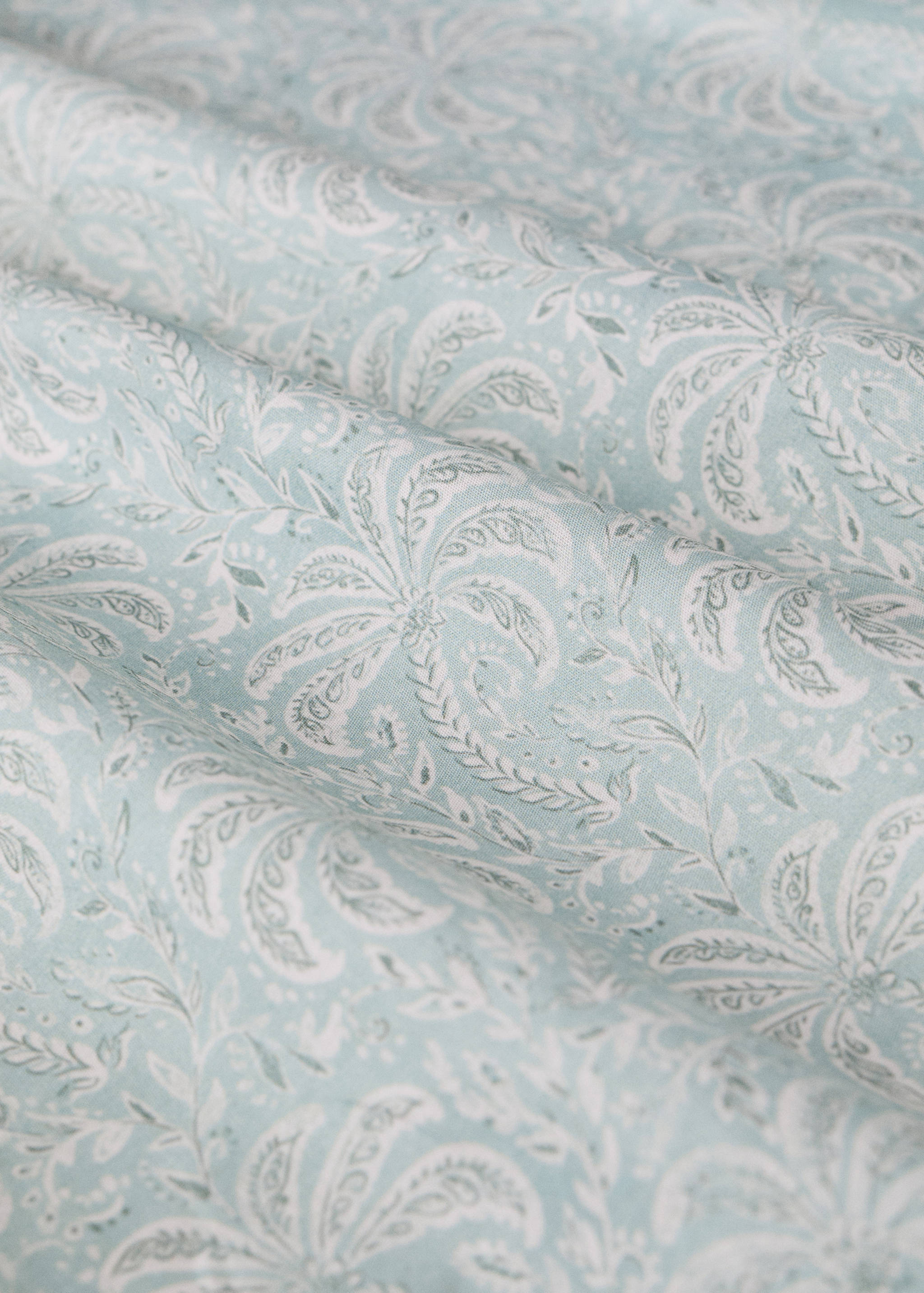 Percale cotton fitted sheet palm trees 90 cm bed - Details of the article 2