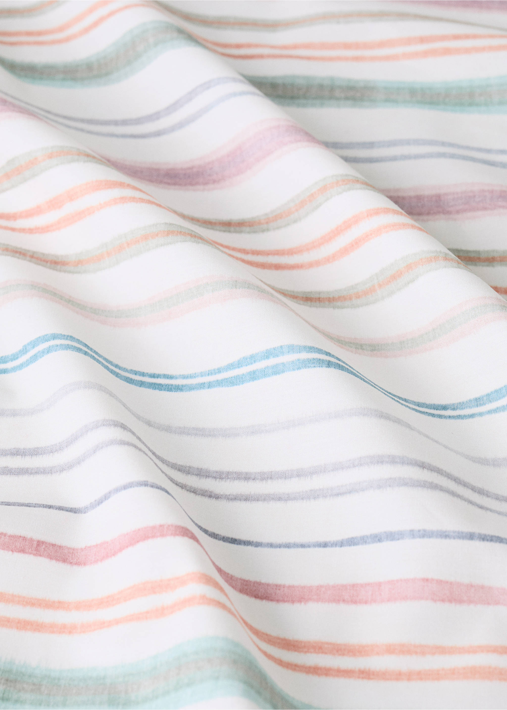 Percale cotton fitted sheet with multistripe colours Bed 135/140 cm - Details of the article 2, Green. Ref: 27024071-00.