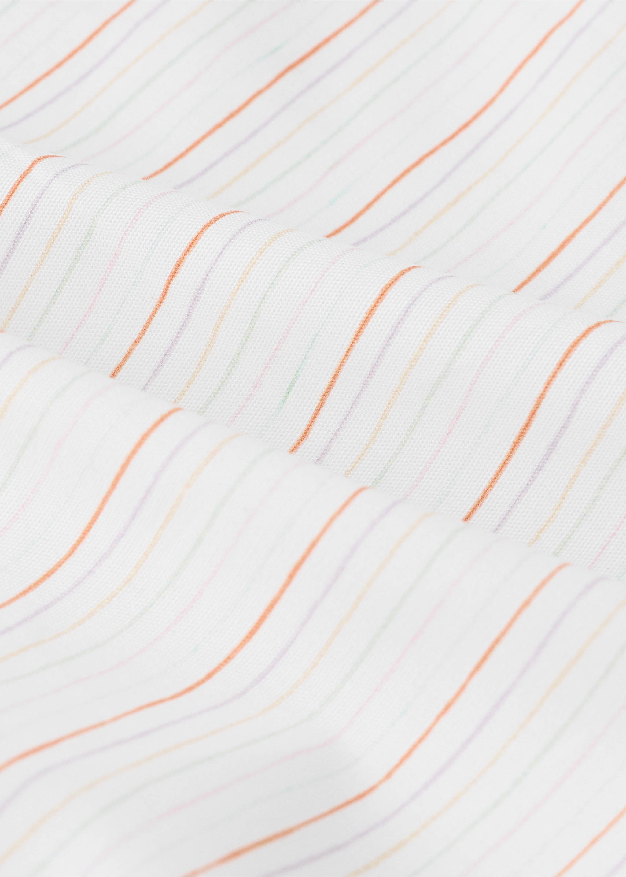 Fitted sheet cotton percale fine stripes Bed 135/140 cm - Details of the article 2, Pink. Ref: 27024074-00.