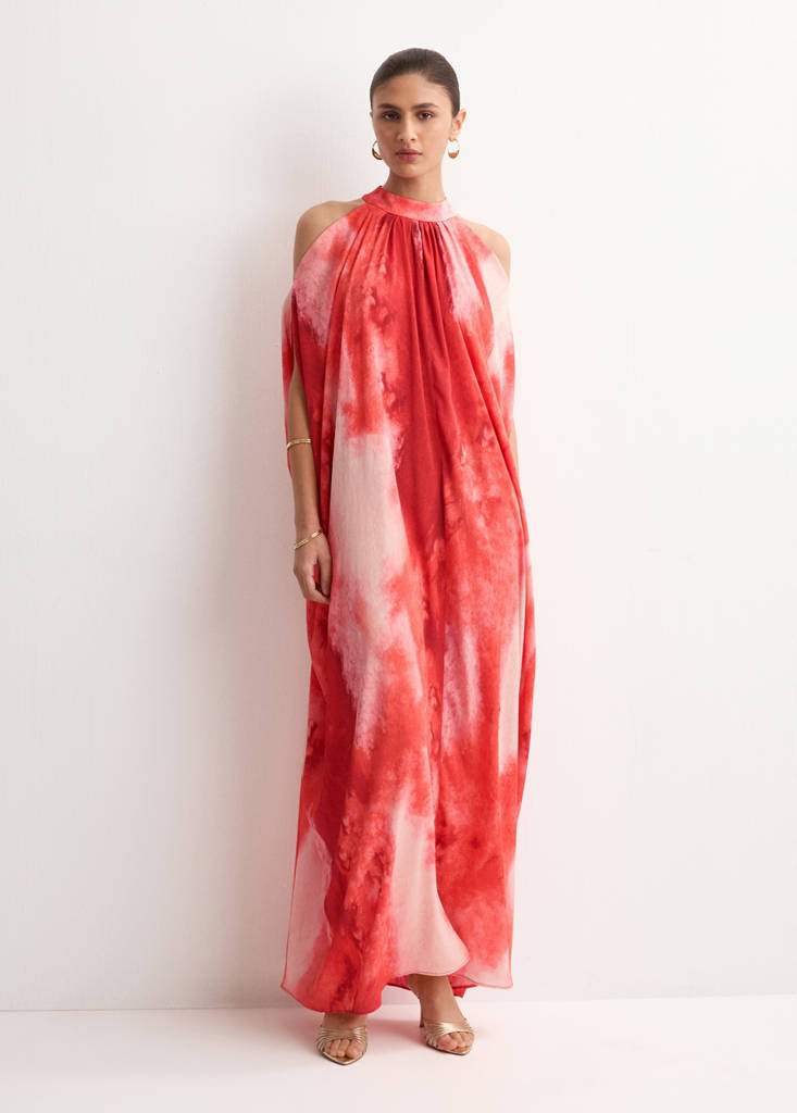 Off-the-shoulder long dress — Red
