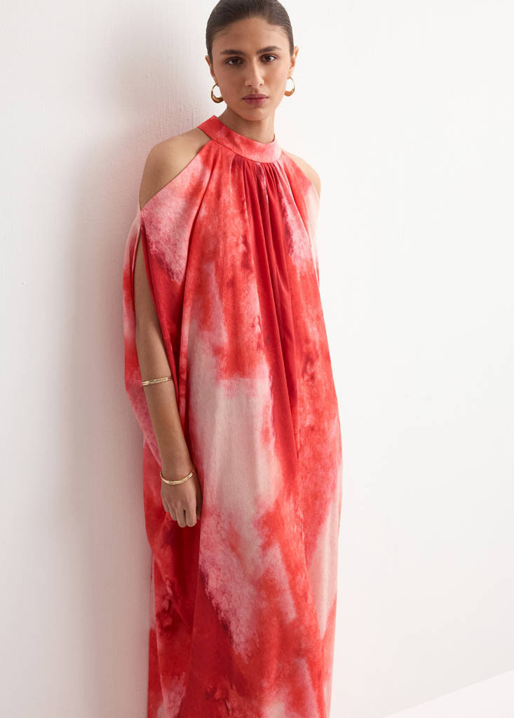 Off-the-shoulder long dress — Red