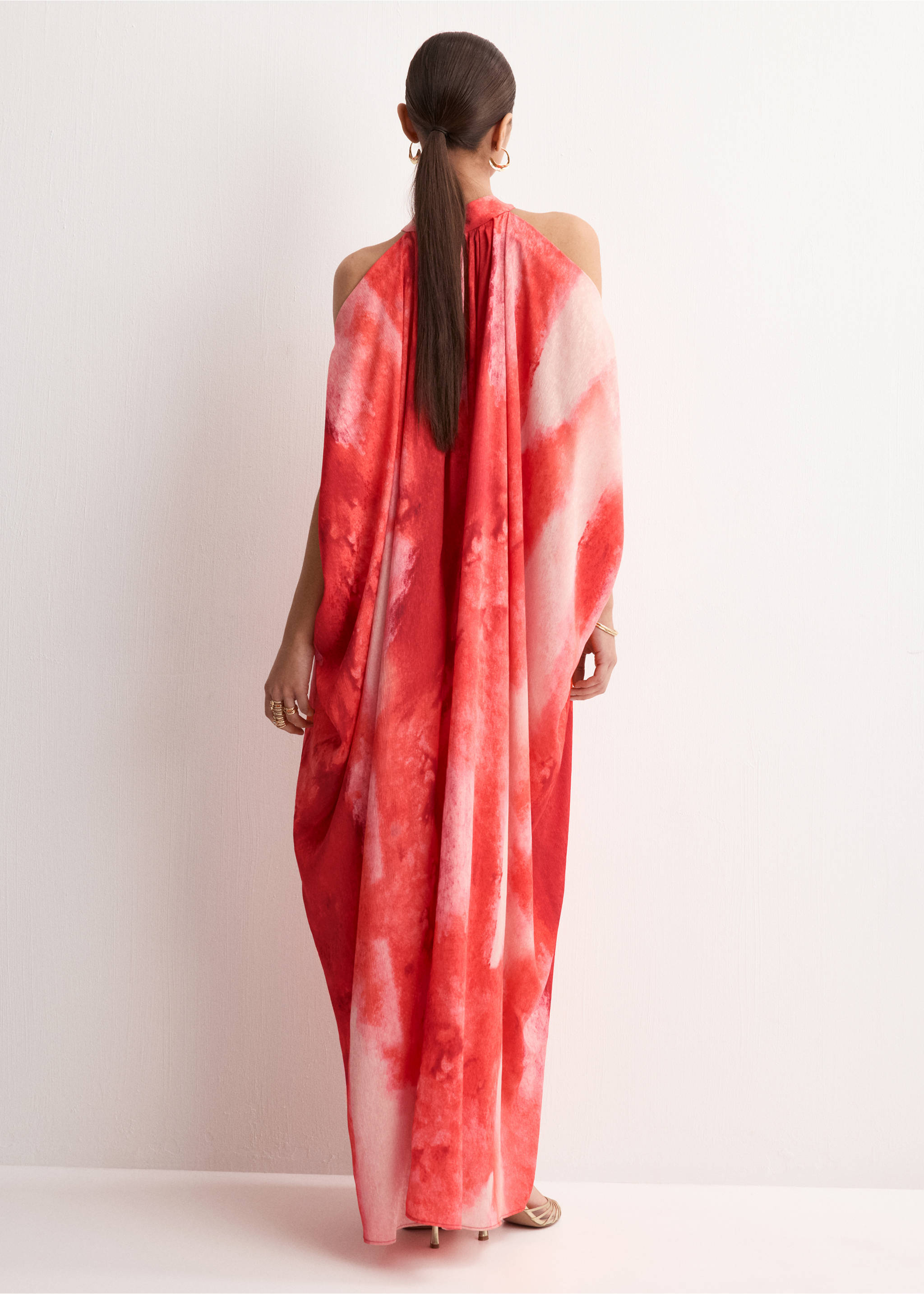 落肩长款连衣裙 - null, 红色. Ref: 27024075-00.