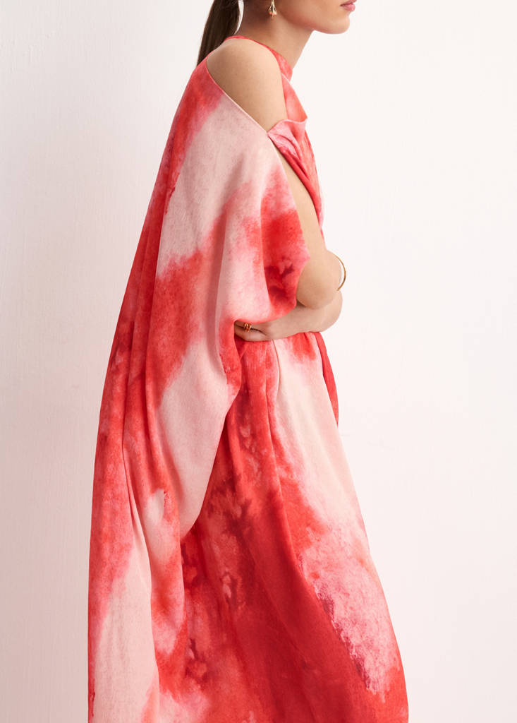 Off-the-shoulder long dress — Red