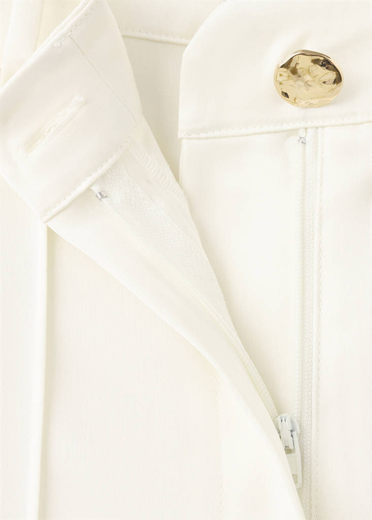 Satin trousers with jewel button — Ecru
