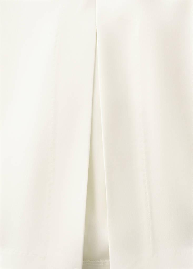 Satin trousers with jewel button — Ecru