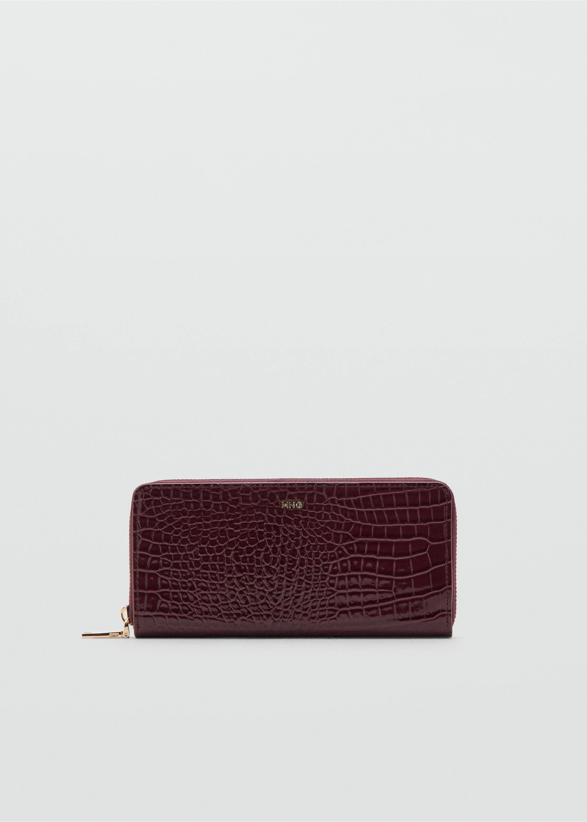 Large shiny croc-effect wallet - Article without model, Burgundy. Ref: 27024078-00.
