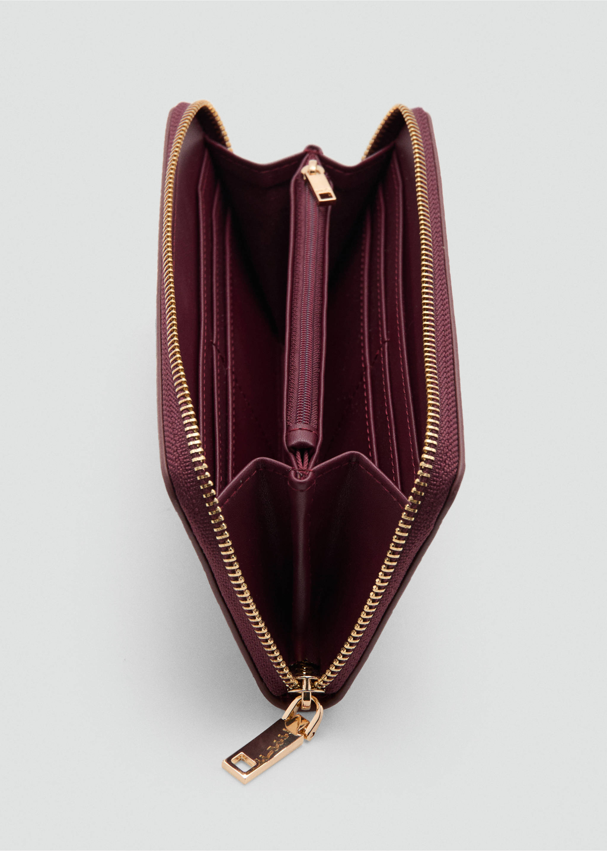 Large shiny croc-effect wallet - Details of the article 1, Burgundy. Ref: 27024078-00.