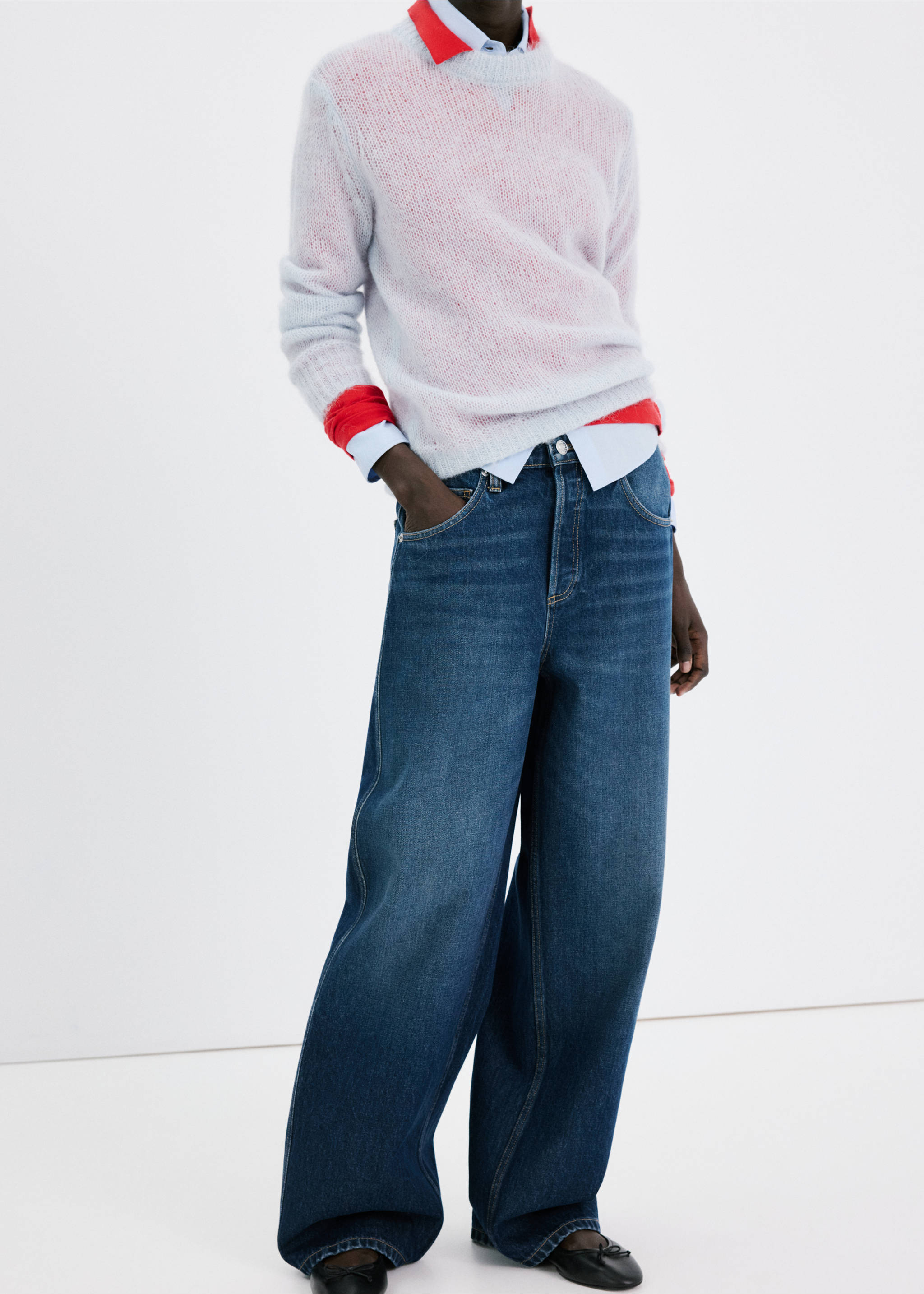 بنطال متوسط الارتفاع على شكل منطاد - رؤية وسط, أزرق غامق. Ref: 27024079-00.