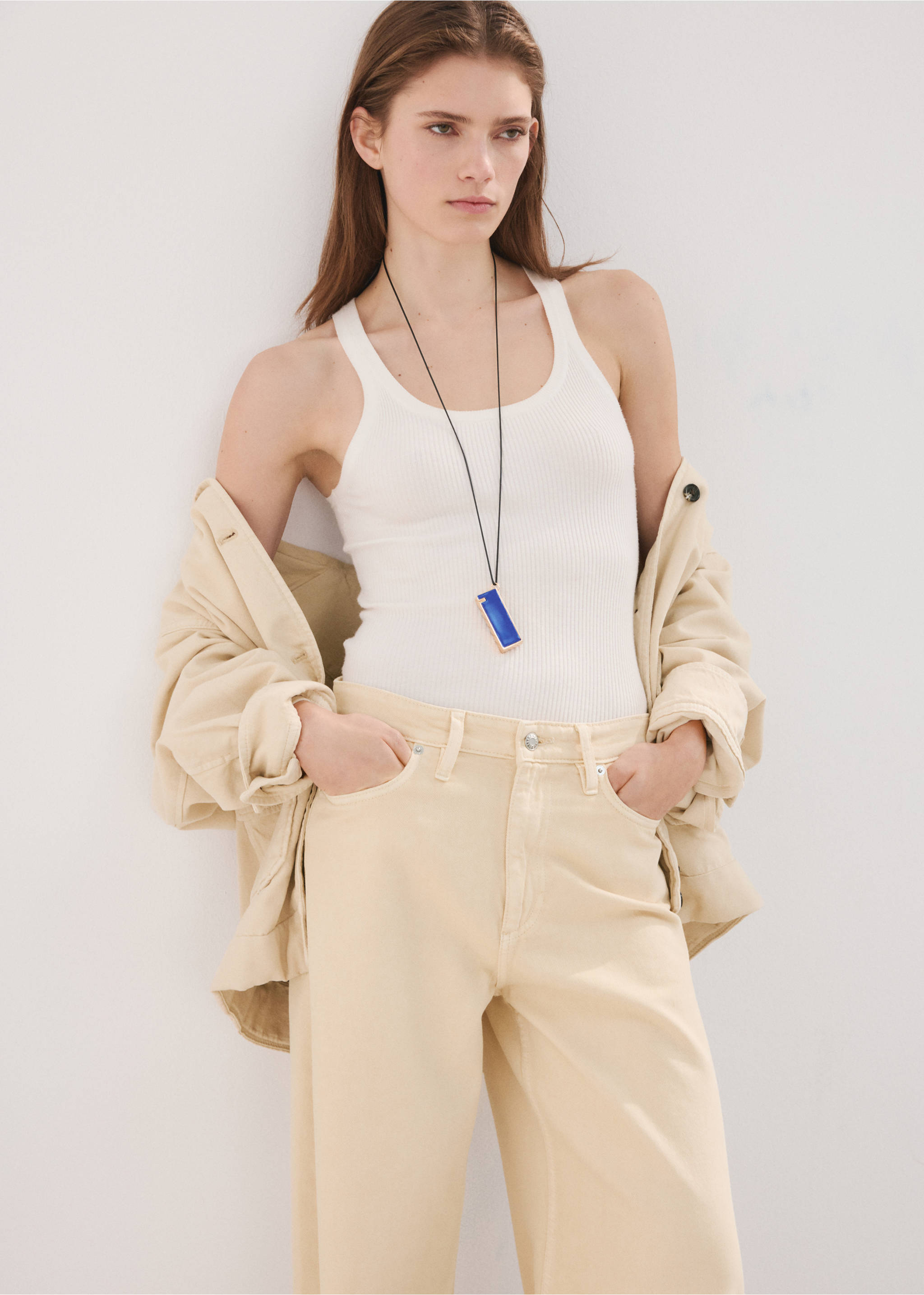 中腰宽腿牛仔裤 - null, 香草黄. Ref: 27024081-00.