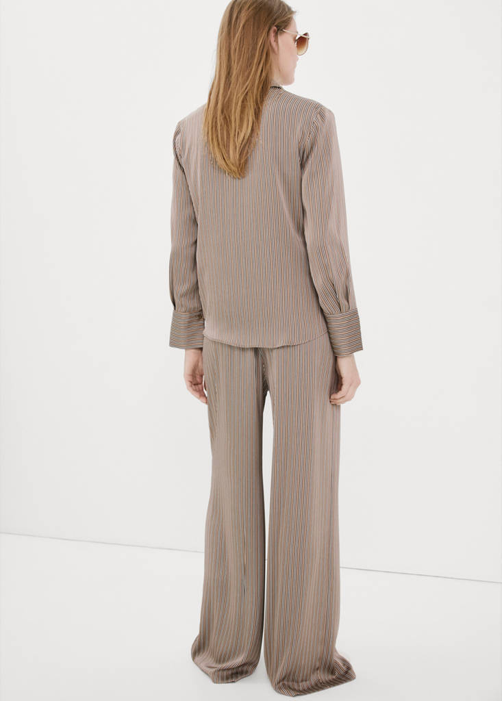 Satin striped trousers — Medium Brown