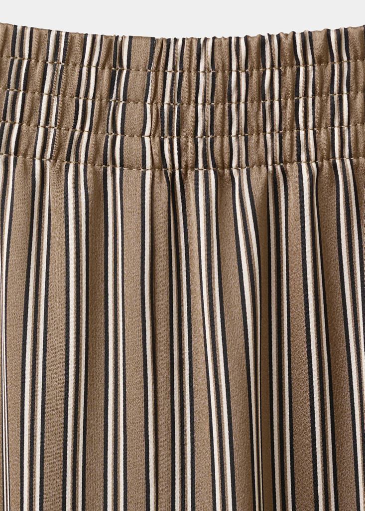 Satin striped trousers — Medium Brown