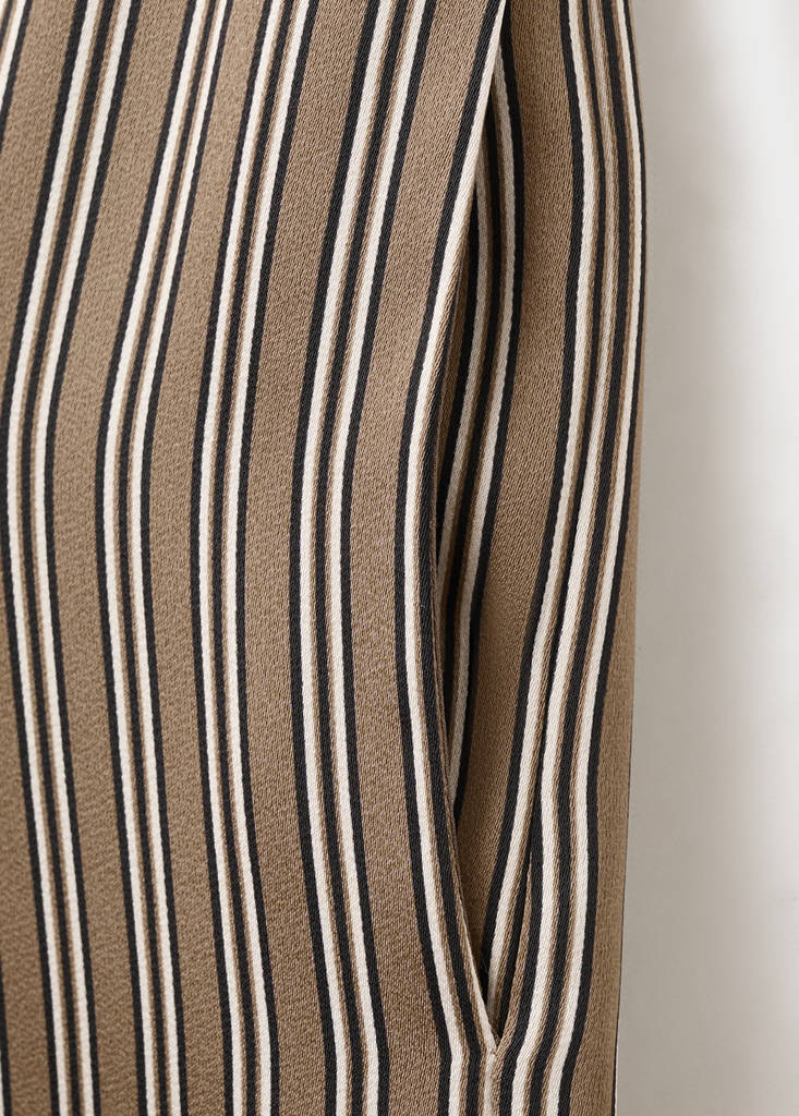 Satin striped trousers — Medium Brown