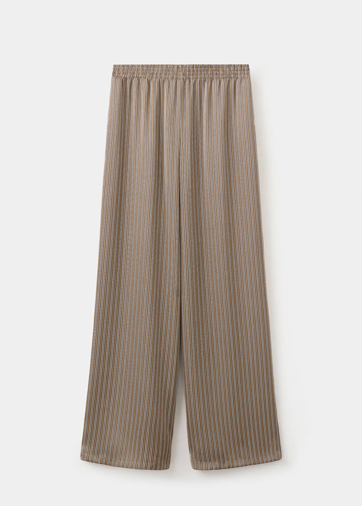Satin striped trousers — Medium Brown