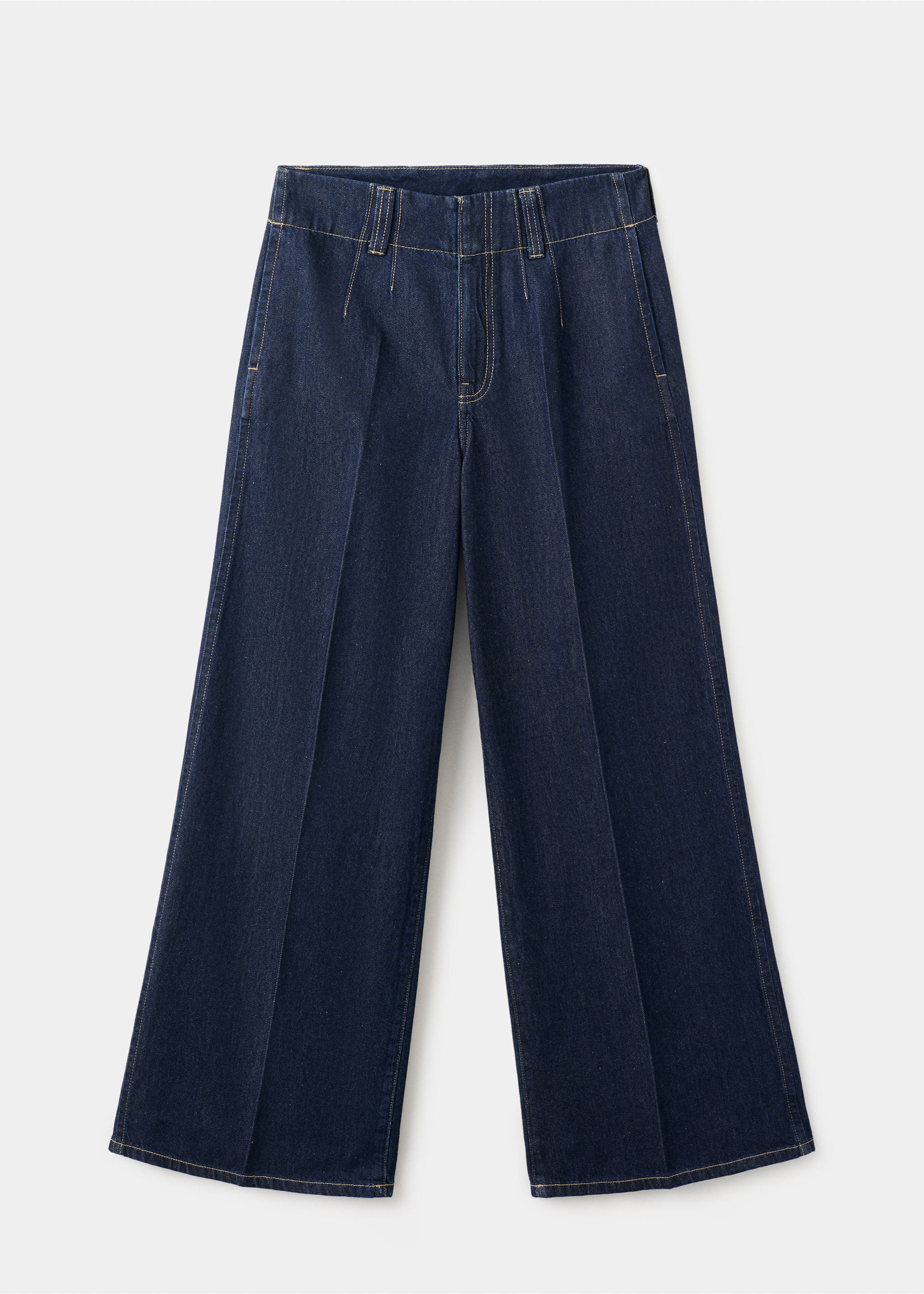 Blugi wide leg cu talie medie - Articol fără model, Albastru foarte deschis. Ref: 27024083-00.