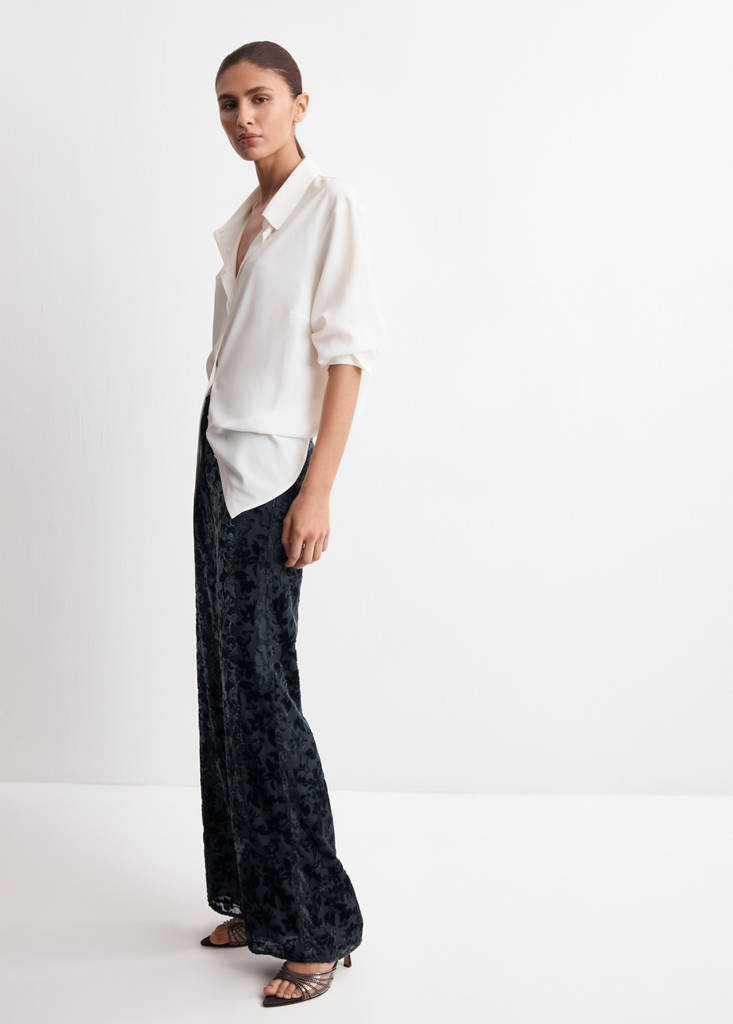 Straight devoré trousers — Night Blue