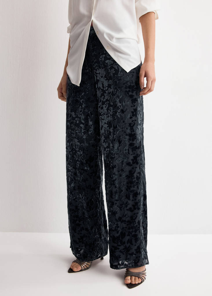 Straight devoré trousers — Night Blue