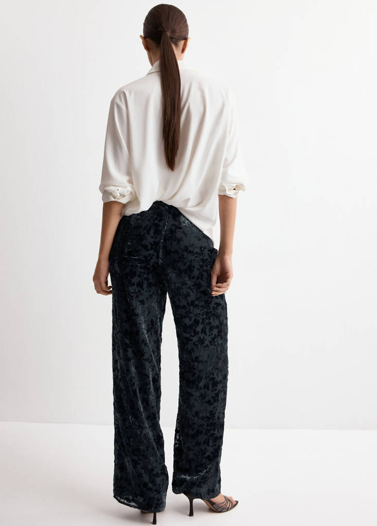 Straight devoré trousers — Night Blue