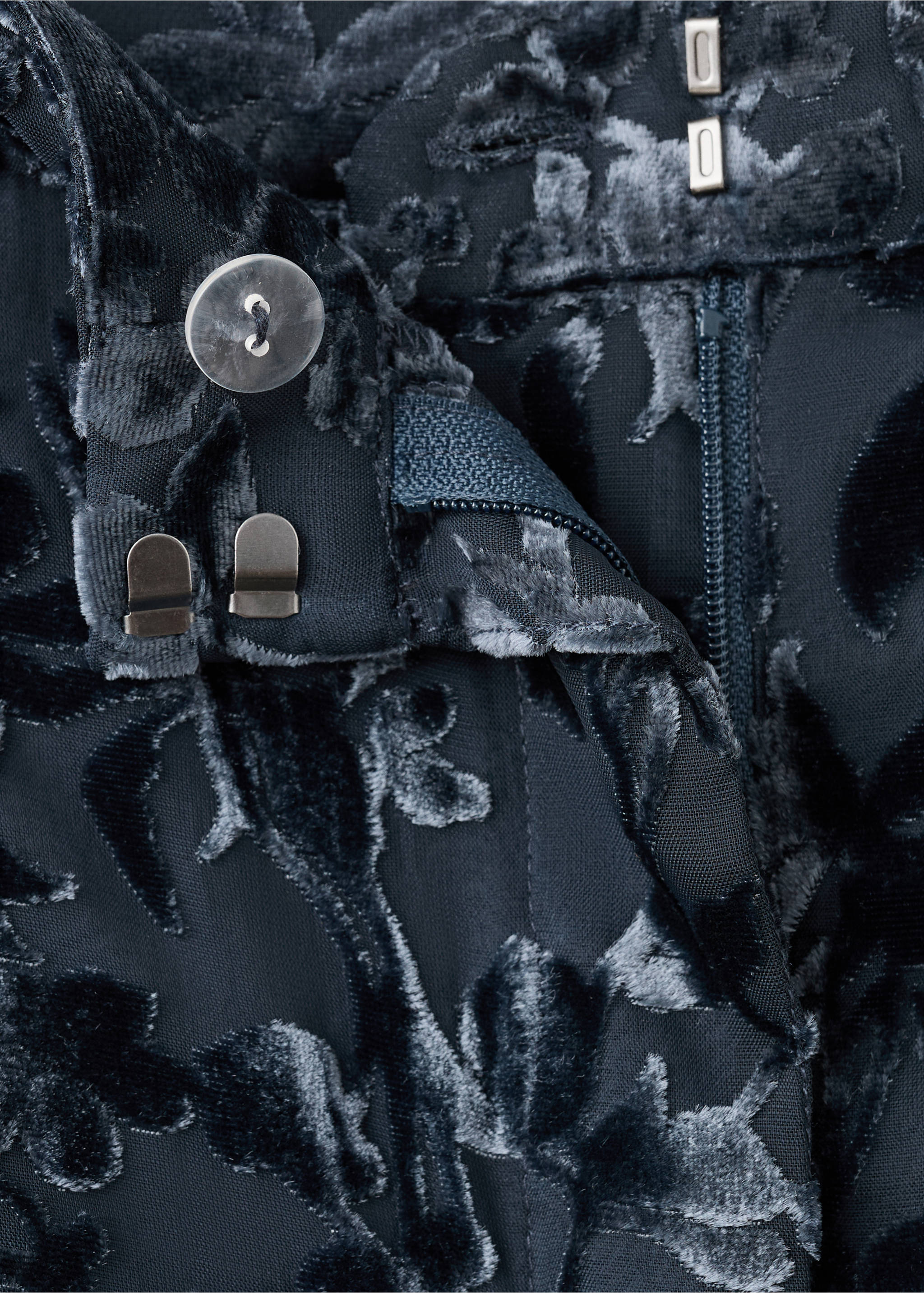 烂花工艺直筒裤 - null, 夜蓝. Ref: 27024084-00.