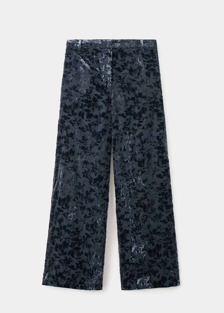 Straight devoré trousers — Night Blue